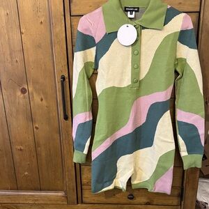Rehab Lab Green Knit Romper